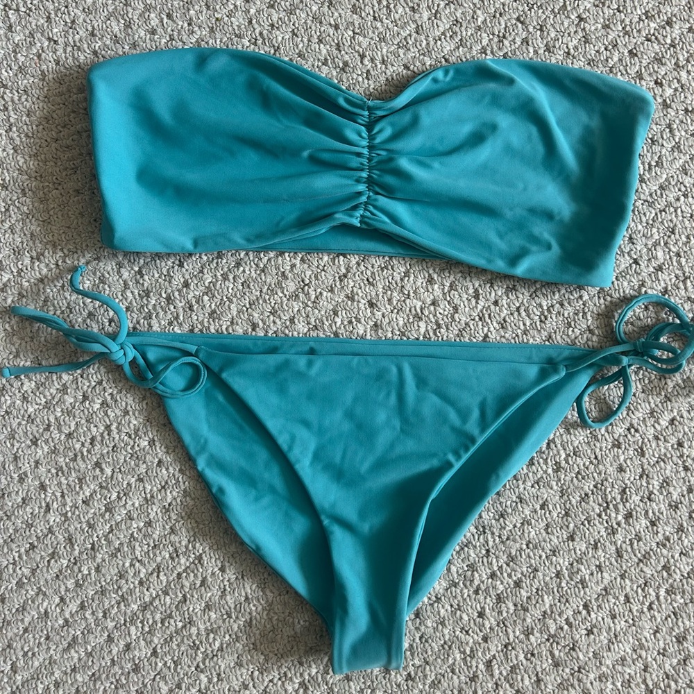 Teal Strapless Bikini Set